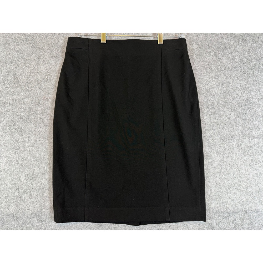 Ann Taylor Pencil Skirt Womens 8P Black Excellent Stretch Workwear Slit
